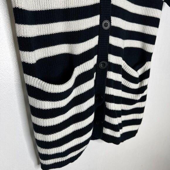 Cabi 5289 Black White Striped V-Neck Oversized Cardigan Sweater Size XXS - Picture 6 of 10